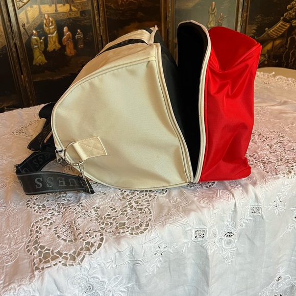 Guess white/cream colored, tote with extra red storage on the bottom. - Picture 6 of 7